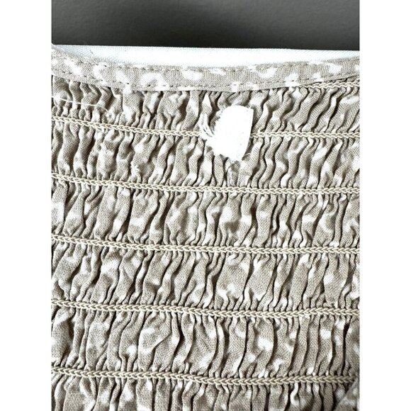 Animal Print Peplum Blouse S Smocked Neutral Flutter Sleeve Boho Soft Aesthetic - Picture 3 of 8